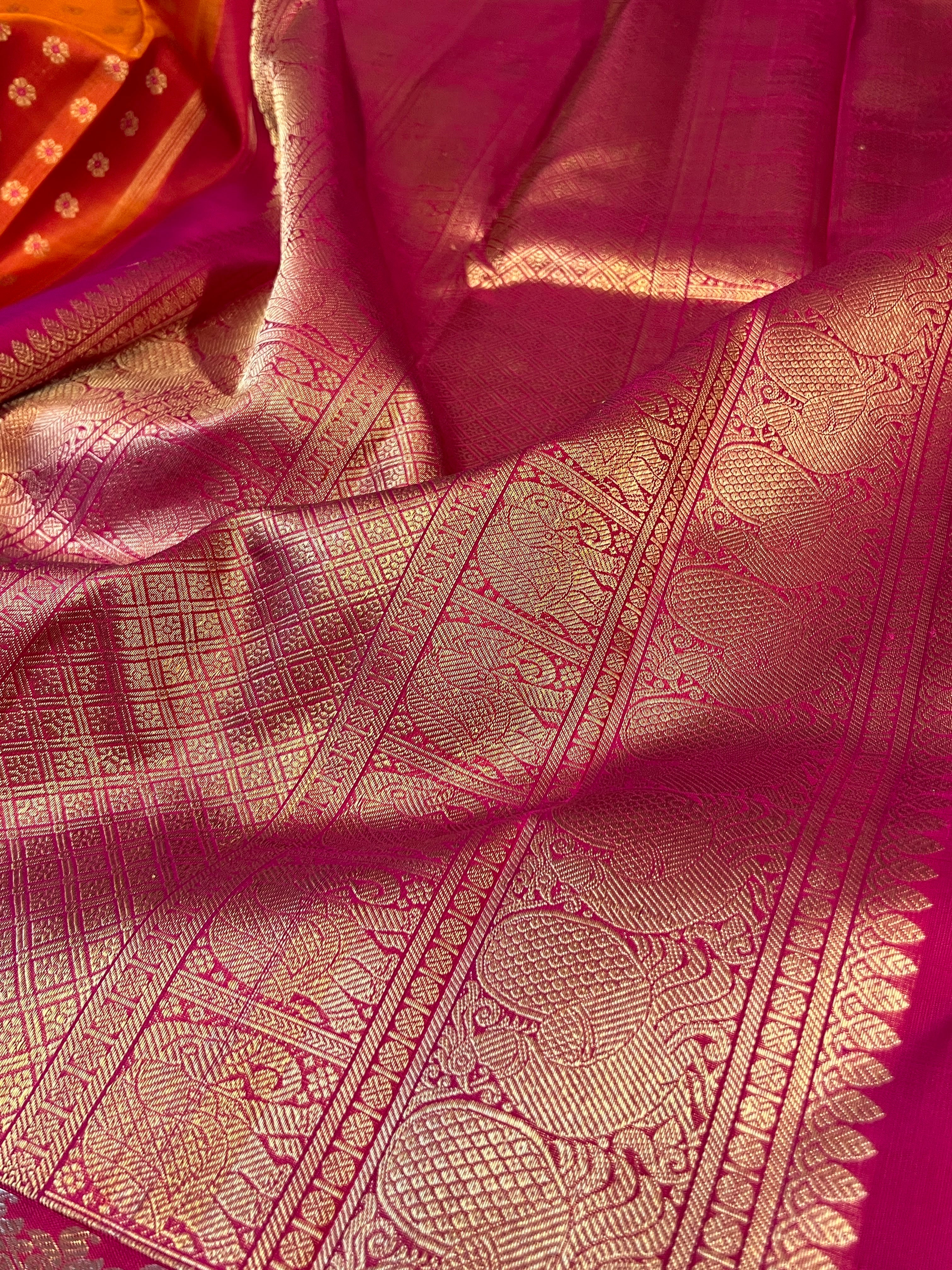 Sumangala meenakari Kanchipuram silk saree