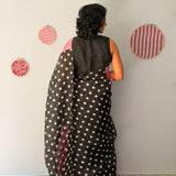 Tuhina Dots Print Play Organza Saree - Pink