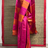 Vera Colour Blocked Kolam Kanchi Silk Saree - Pink