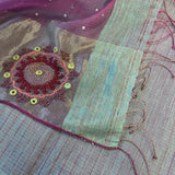 Sequinned kutch embroidered organza saree