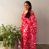 Nisha Parijath Organza Saree - Pink