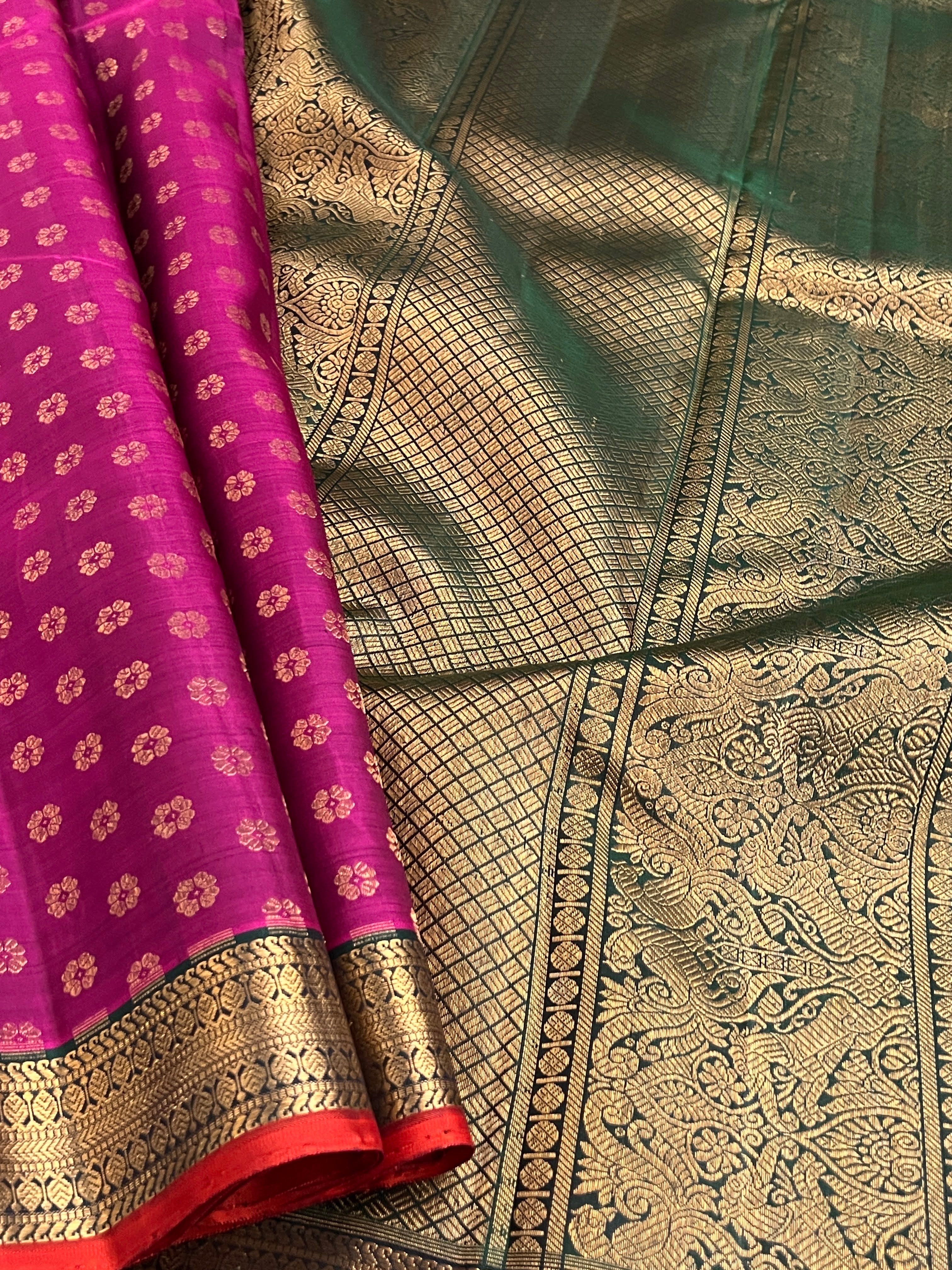 Sumangala meenakari Kanchipuram silk saree