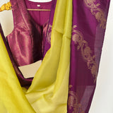 Mishrita Creeper Border Organza Saree - Citron and Violet