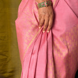 Nihira Terraced Fields Kanchipuram Silk Saree - Pink