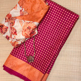 Veena Checks Tussar Saree - Pink
