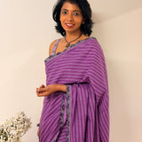 Zephyr Cutwork Embroidered Cotton Saree - Purple