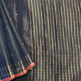 Metallic kutch embroidered organza saree