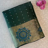 Sequinned kutch embroidered organza saree
