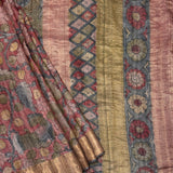 Forest Raga Tussar Kalamkari Saree - Maroon