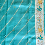 Hand embroidered shibori tussar saree