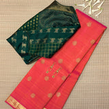 Vera Gandaberunda Kanchi Silk Saree - Peach