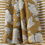 Veena Striped Peonies Tussar Saree - Ochre