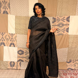 Cypress Embroidered Organza Saree - Black