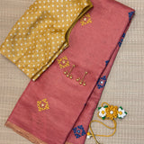 Tushara Zari Checks Tussar Saree - Peach