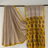 Veena Dot Magic Tussar Saree - Beige and Yellow