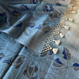 Ombre tussar handpainted saree