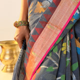 Ponduru Khadi Handwoven Saree - Grey