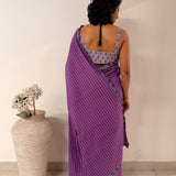 Zephyr Cutwork Embroidered Cotton Saree - Purple