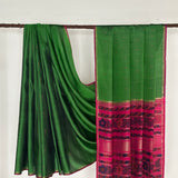 Kalpataru Raindrop Kalamkari Silk Saree - Green and Pink