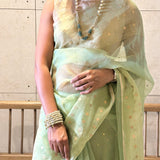 Metallic handwoven organza saree