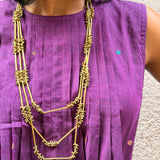 Cluster Layered Brass Necklace