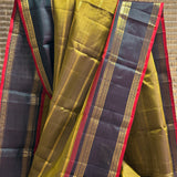 Sumangala Horizontal Stripes Kanchi Silk Saree - Yellow