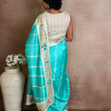 Hand embroidered shibori tussar saree