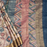 Forest Raga Tussar Kalamkari Saree - Beige