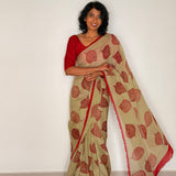 Fiza Leaf Chiffon Saree - Russet