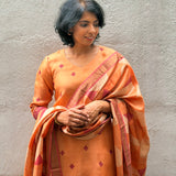 Coral Embroidered Silk Kurta Set