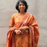 Coral Embroidered Silk Kurta Set