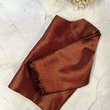 Maroon and gold zari striped silk blouse