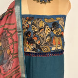 Kalamkari Mirrorwork Cotton Kurta Set - Blue
