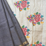 Tussar pettipoint saree