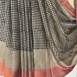 Maya Pyramids Tussar Saree - Beige and Peach