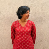 Red Bandhani Silk Coord Set