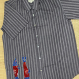 Applique Embroidered Men's Shirt - Grey