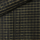 Charita Zari Checks Kanchipuram Silk Fabric - Black