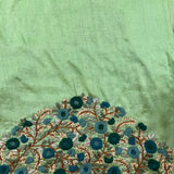 Tussar multicoloured hand embroidered blouse piece