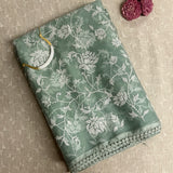 Organza cross stitch embroidered saree
