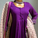 Purple chiffon kurta set