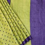 Veena Little Flowers Tussar Saree - Green