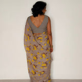 Fiza Sprig Chiffon Saree - Yellow