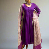 Purple chiffon kurta set