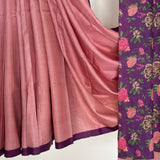 Veena Plain Tussar Saree - Pink and Purple