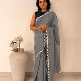 Zephyr Cutwork Embroidered Cotton Saree - Black