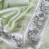 Tussar chikanwork saree