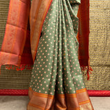 Mila Green Spark Thread Woven Border Silk Saree