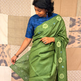 Jhaalar Zinnia Tussar Silk Saree - Green