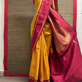 Sumangala Zari Checks Kanchi Silk Saree - Mustard